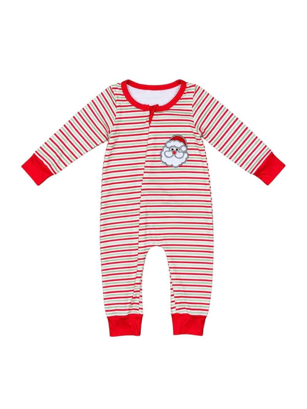 Jolly Santa Claus Stripe Boys Christmas Romper