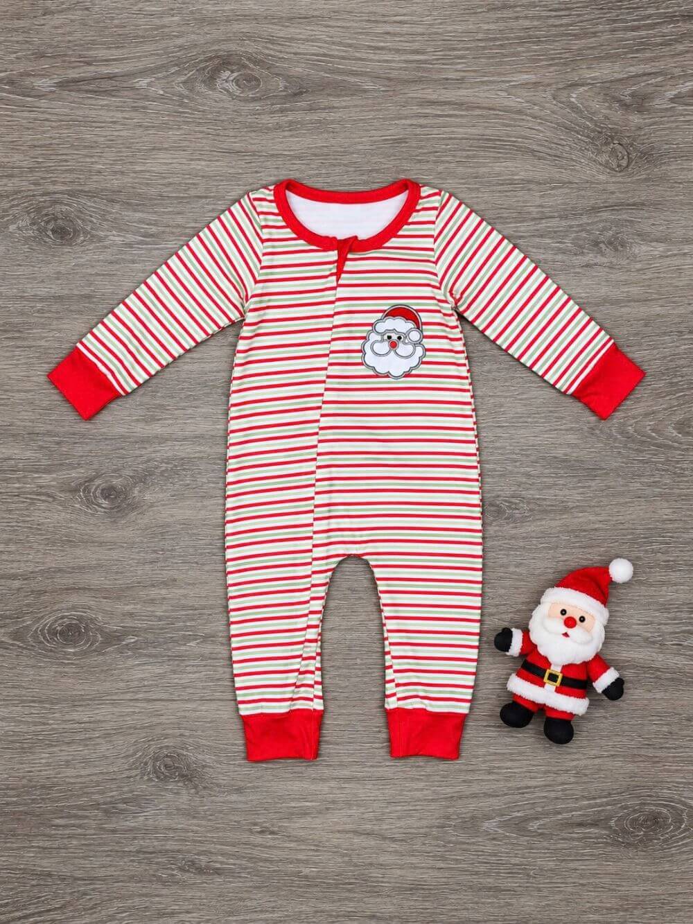 Jolly Santa Claus Stripe Boys Christmas Romper