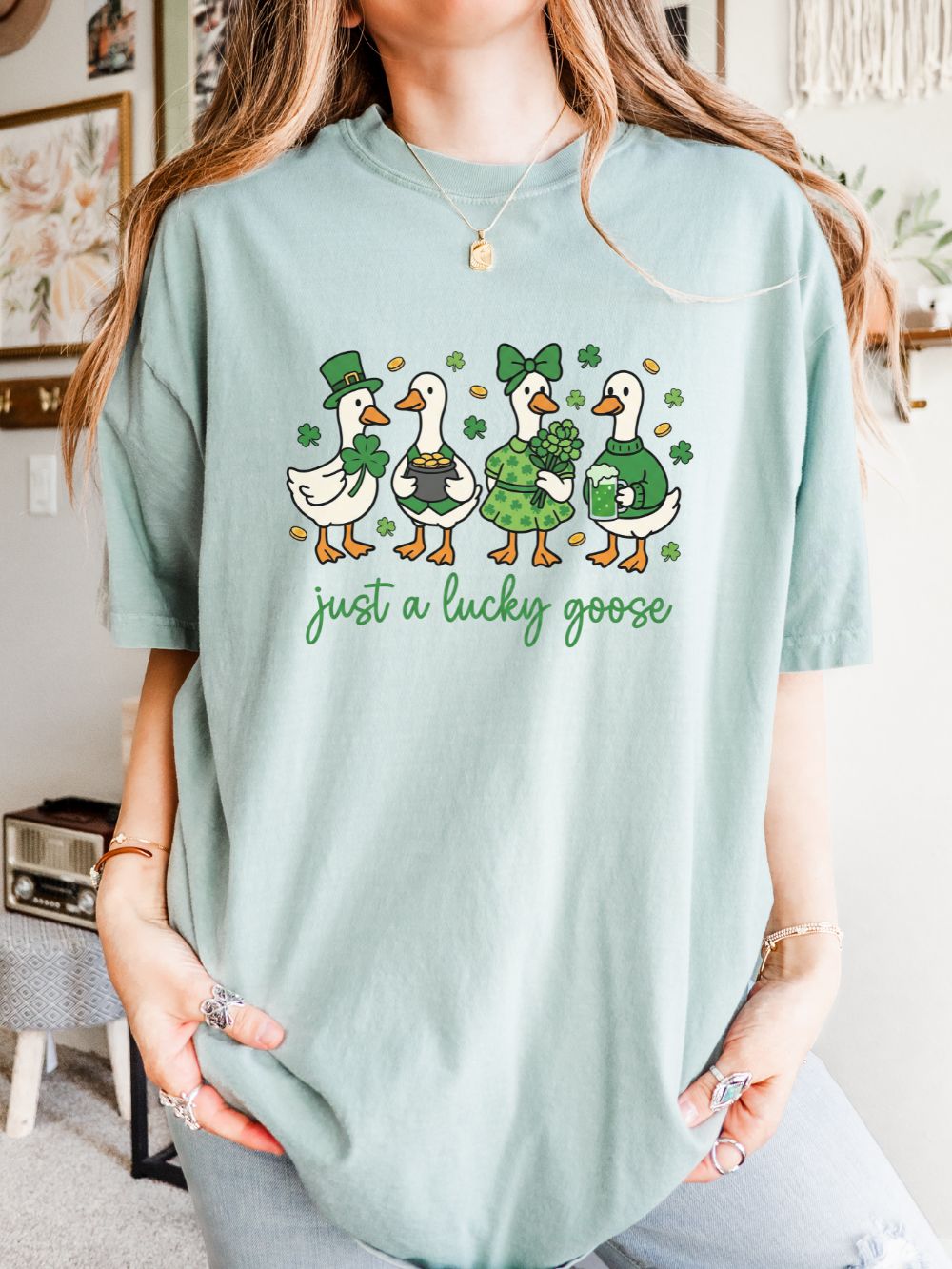 Just a Lucky Goose St. Patrick's Day Graphic T-Shirt Unisex Short Sleeve Tee