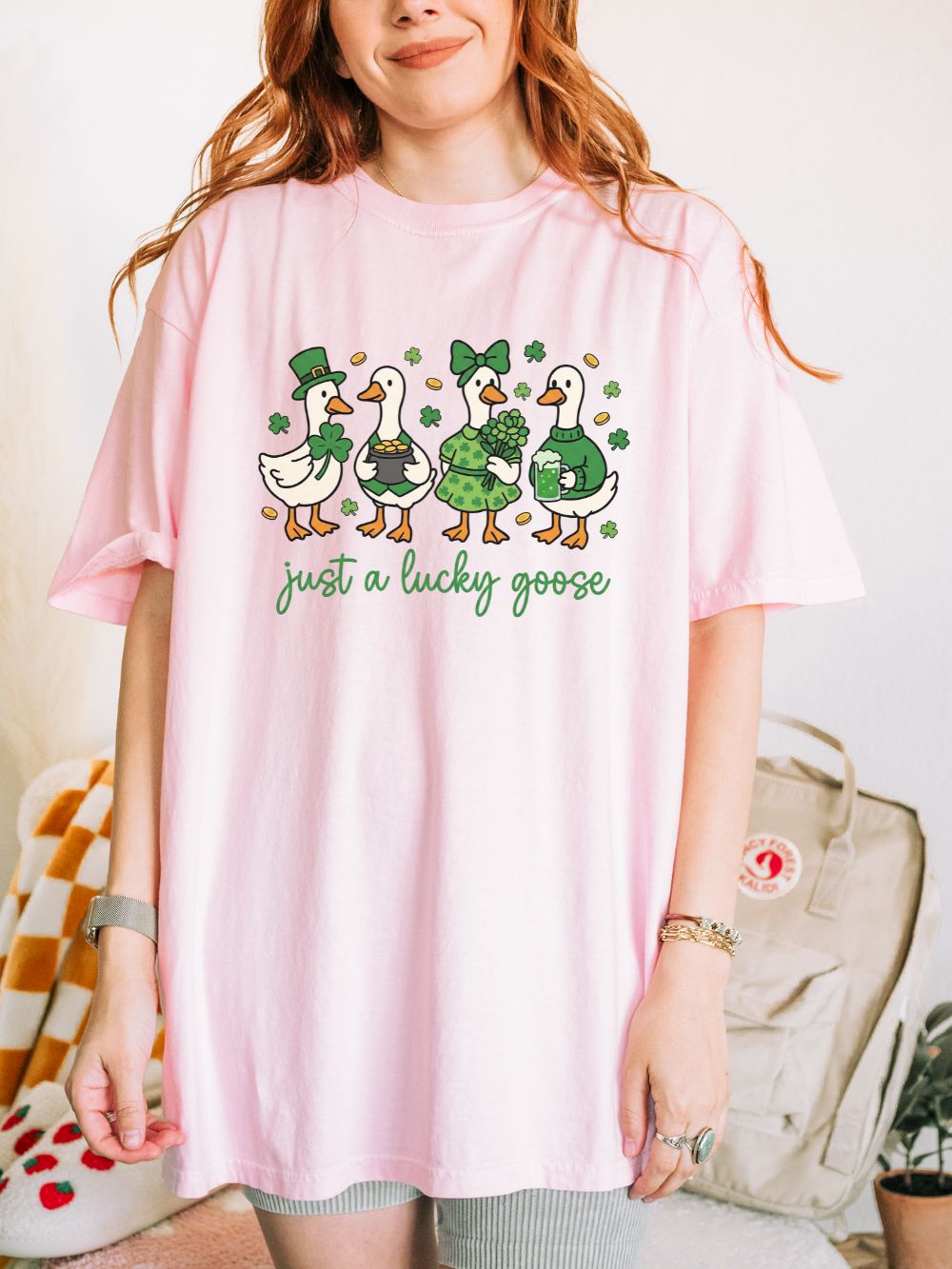 Just a Lucky Goose St. Patrick's Day Graphic T-Shirt Unisex Short Sleeve Tee