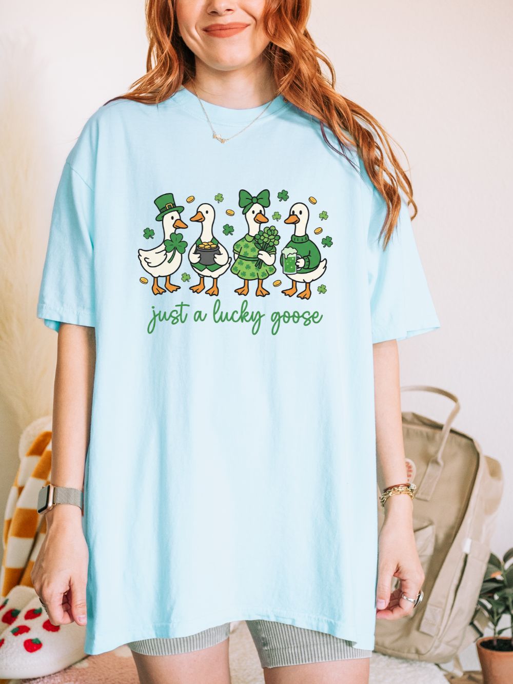 Just a Lucky Goose St. Patrick's Day Graphic T-Shirt Unisex Short Sleeve Tee