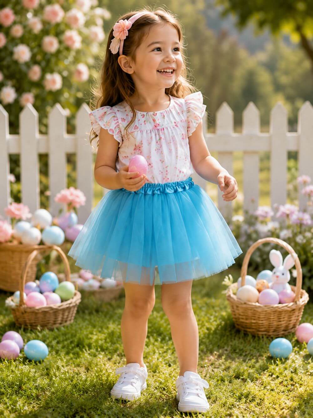 Aqua Blue Tutu Skirt for Girls – 3-Layer Tulle Ballet, Dance, and Dress-Up Costume Skirt