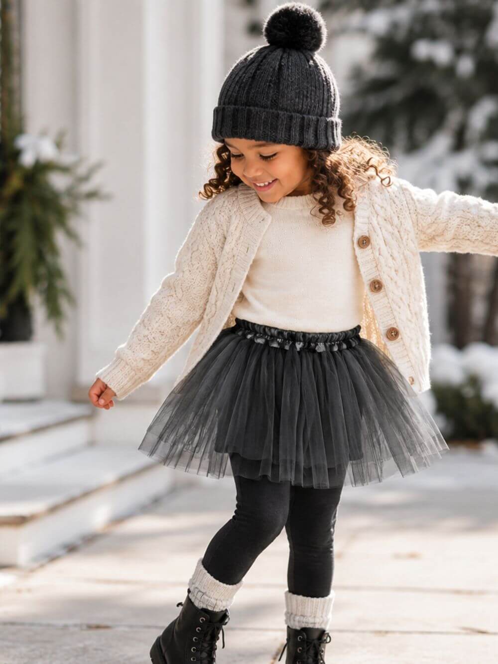 Dark Gray Tutu Skirt for Girls – 3-Layer Tulle Ballet, Dance, and Dress-Up Costume Skirt