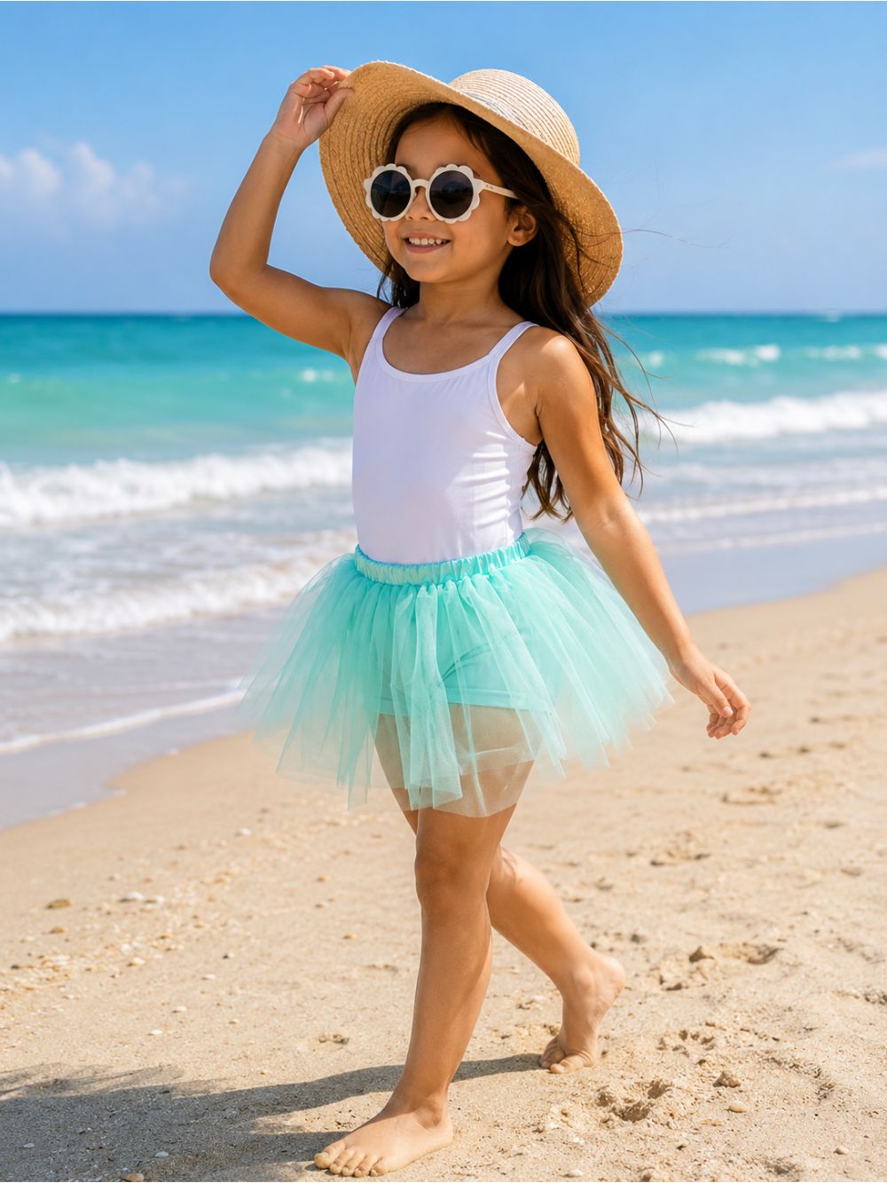 Mint Green Tutu Skirt for Girls – 3-Layer Tulle Ballet, Dance, and Dress-Up Costume Skirt