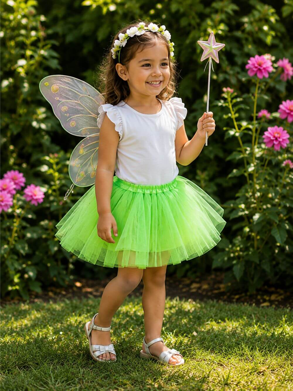 Neon Green Tutu Skirt for Girls – 3-Layer Tulle Ballet, Dance, and Dress-Up Costume Skirt