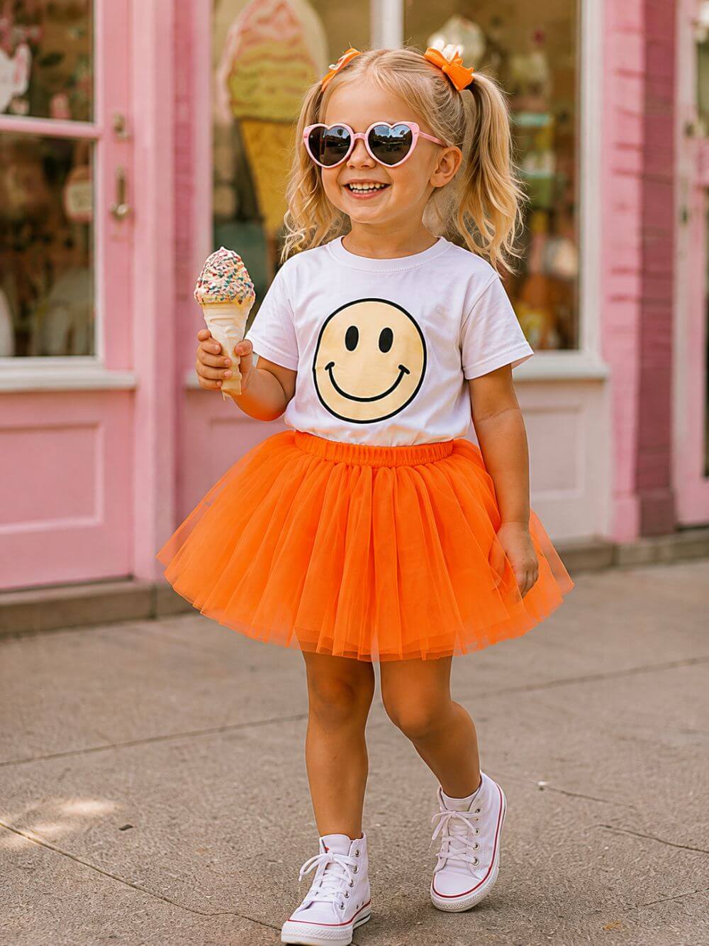 Neon Orange Tutu Skirt for Girls – 3-Layer Tulle Ballet, Dance, and Dress-Up Costume Skirt