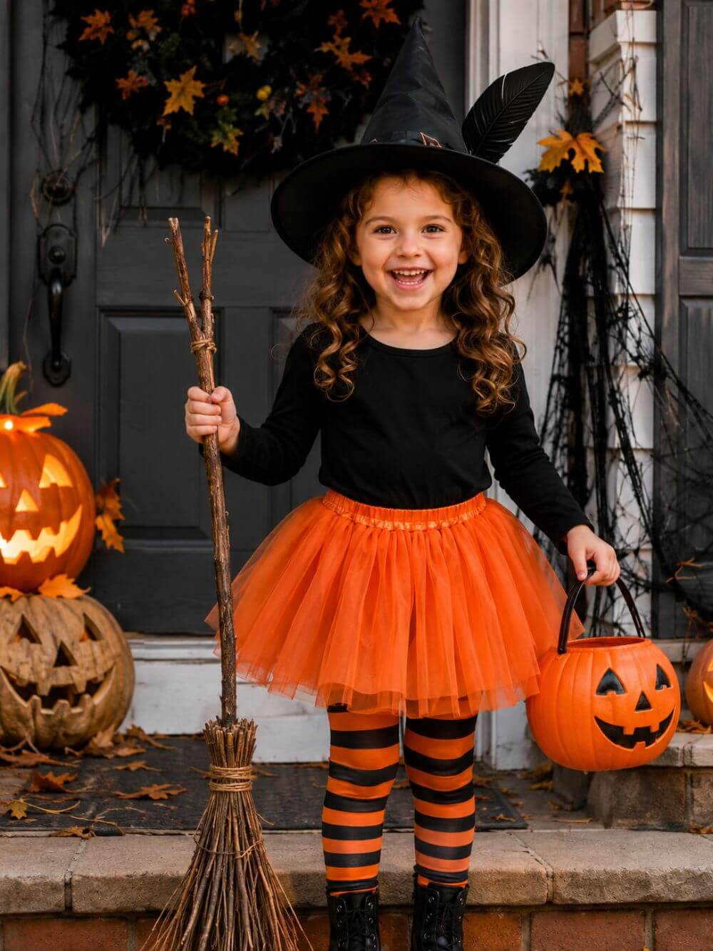 Orange Tutu Skirt for Girls – 3-Layer Tulle Ballet, Dance, and Dress-Up Costume Skirt