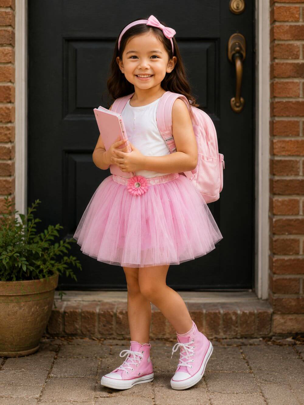 Pink Gerbera Daisy Flower Girls Tutu Skirt - Kids Size Tulle Ballet Dance Costume Tutus