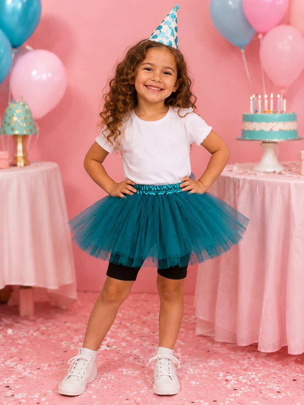 Teal Tutu Skirt for Girls – 3-Layer Tulle Ballet, Dance, and Dress-Up Costume Skirt