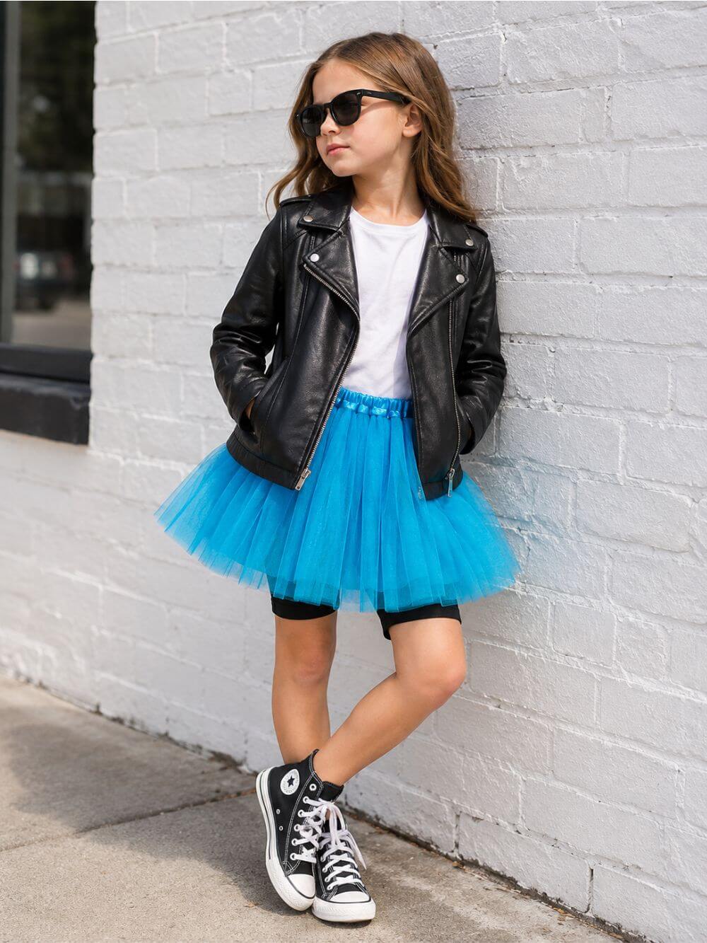 Turquoise Blue Tutu Skirt for Girls – 3-Layer Tulle Ballet, Dance, and Dress-Up Costume Skirt