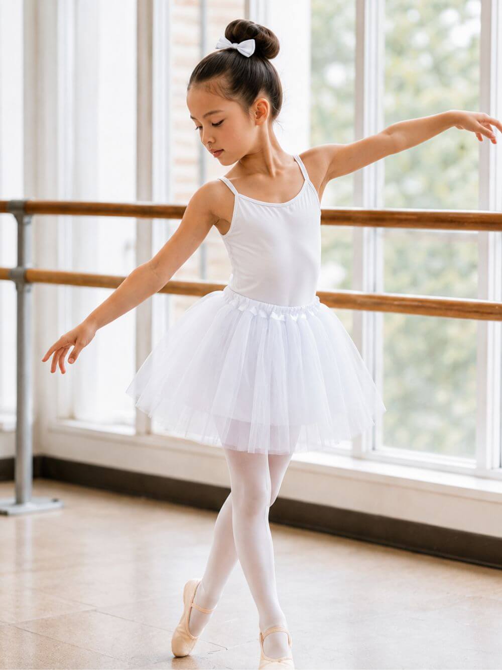 White Tutu Skirt for Girls – 3-Layer Tulle Ballet, Dance, and Dress-Up Costume Skirt