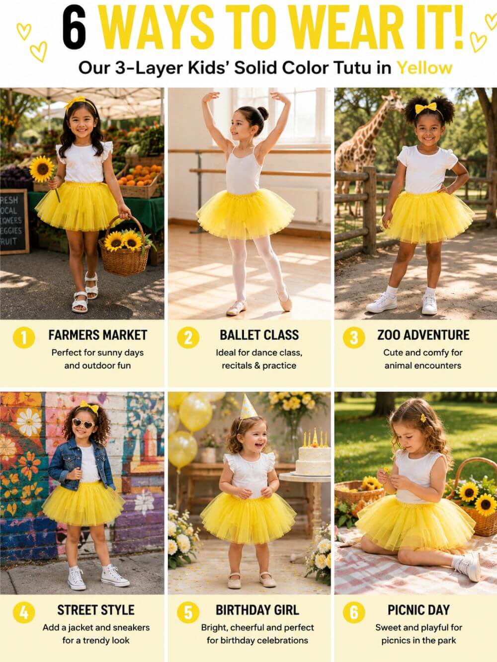 Yellow Tutu Skirt for Girls – 3-Layer Tulle Ballet, Dance, and Dress-Up Costume Skirt