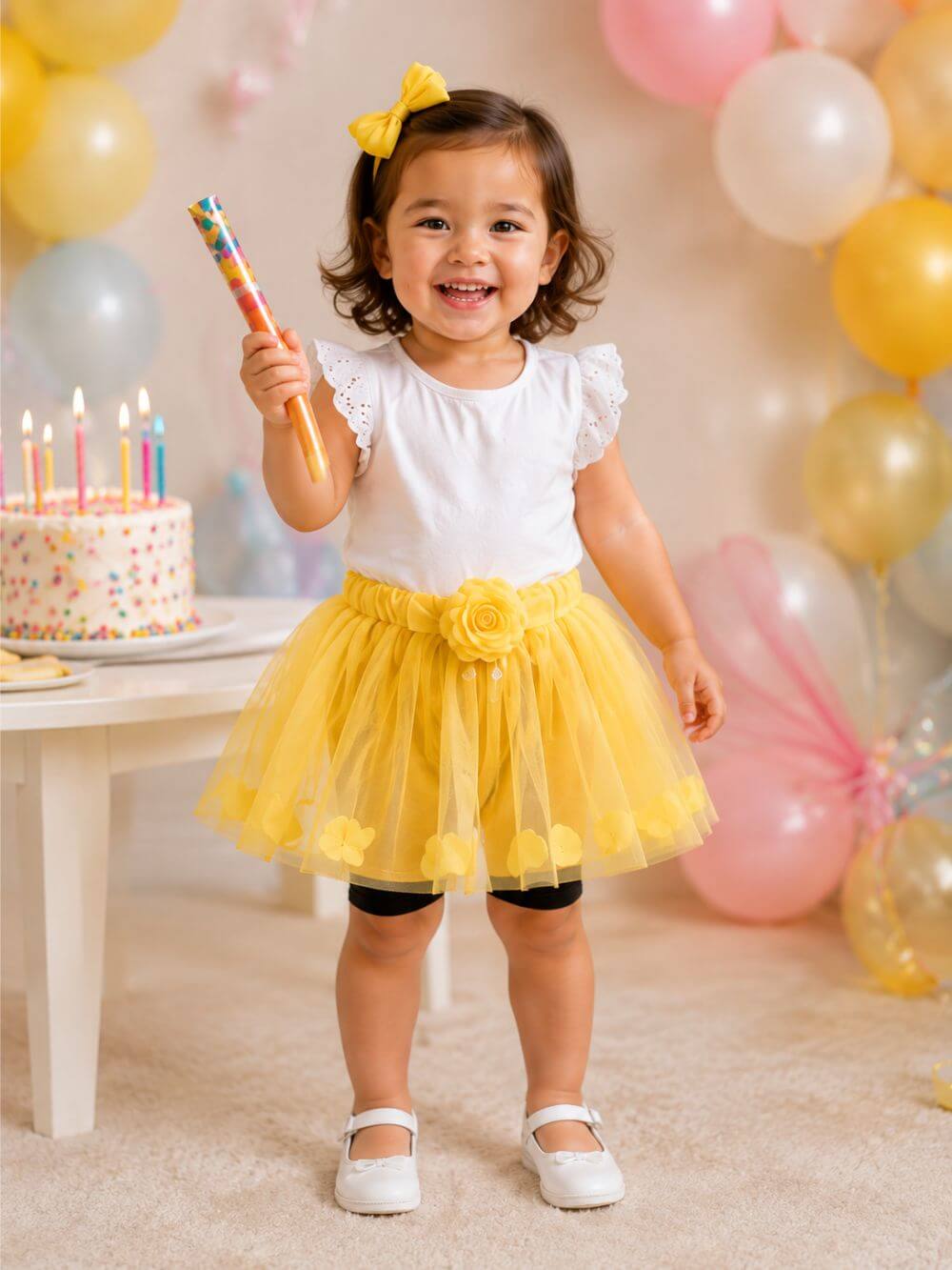 Yellow Petal Girls Tutu Skirt - Kids Size 3-Layer Tulle Basic Ballet Dance Costume Tutus
