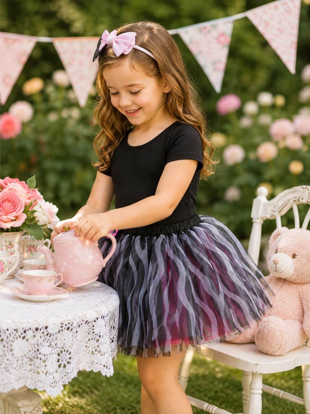 Zebra Hot Pink Tutu Skirt for Girls – 3-Layer Tulle Ballet, Dance, and Dress-Up Costume Skirt