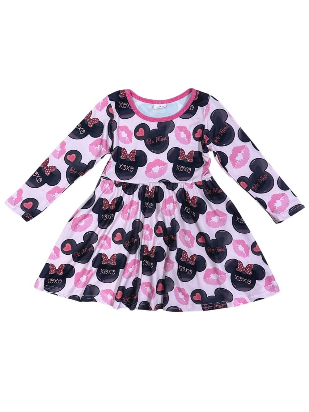 Kiss the Mouse Girls Pink & Black Long Sleeve Dress - Sydney So Sweet