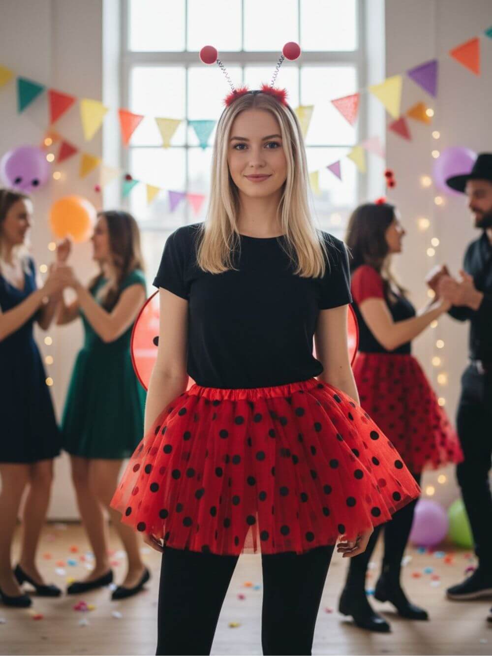 Ladybug Costume Set for Adults & Plus Size – Polka Dot Tutu Skirt, Ladybug Antennae Headband – Halloween & Cosplay Outfit
