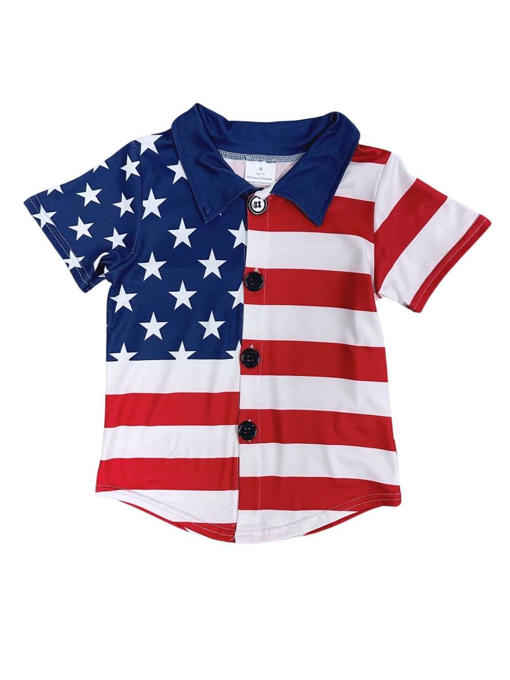 Land of the Free Boys USA Flag Print Button Down Top - Sydney So Sweet