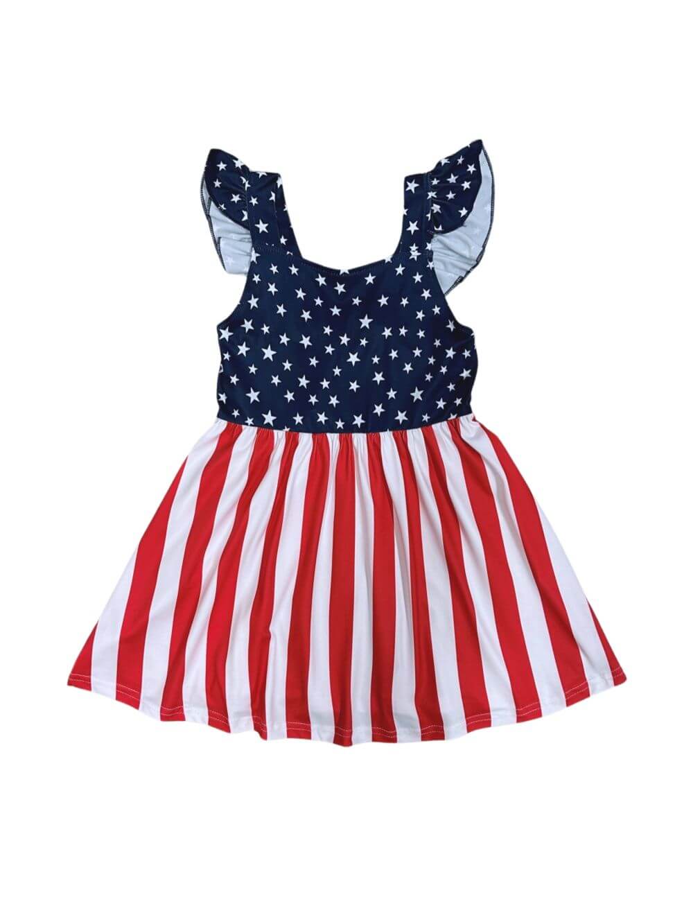 Land of the Free Girls USA Flag Print Ruffle Tank Dress - Sydney So Sweet