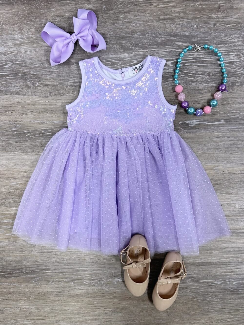 Lavender Sequin Top Girls Tulle Chiffon Tutu Dress - Sydney So Sweet