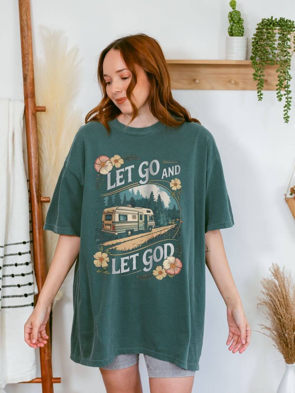 Let Go and Let God T-Shirt RV Camping Christian Graphic Tee