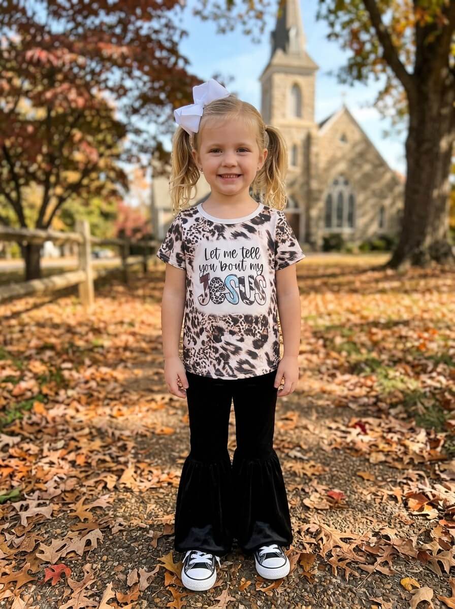 Let Me Tell You About My Jesus Girls Vevet Bell Bottoms Outfit