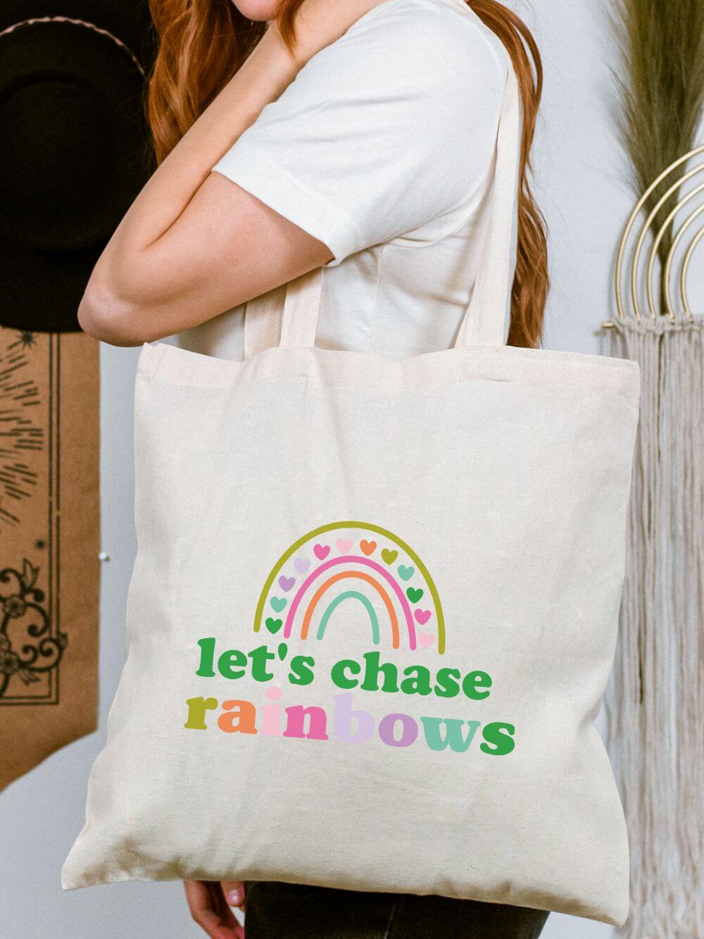 Let's Chase Rainbows Cotton Canvas Tote Bag