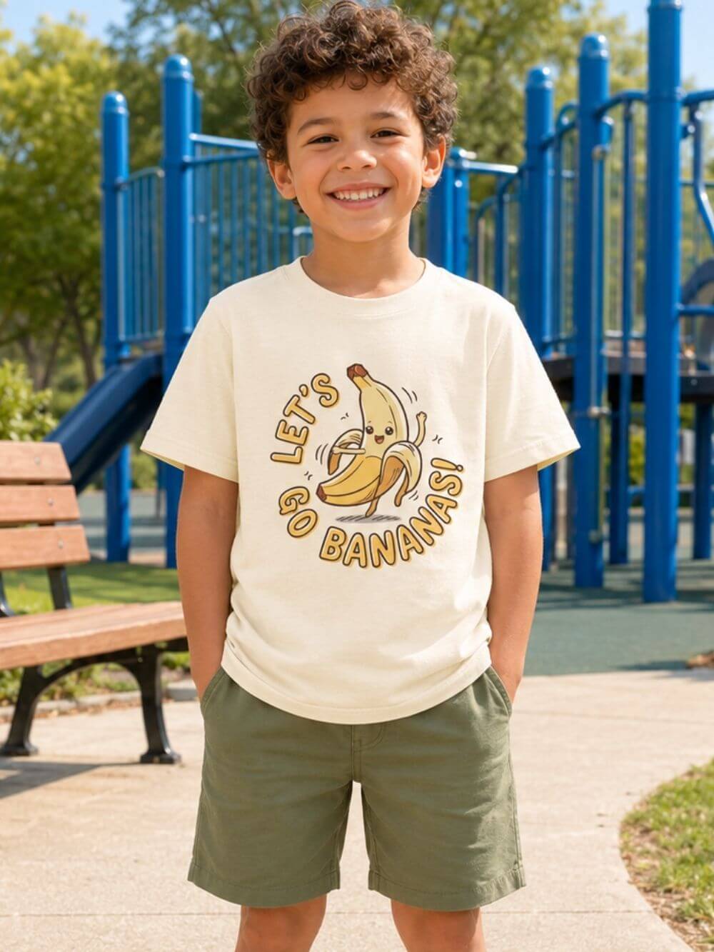 Lets Go Bananas Kids T-Shirt Cute Dancing Kawaii Banana Graphic Tee