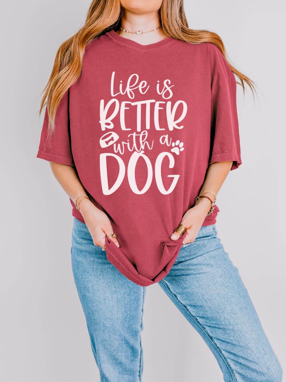 Life is Better with a Dog T-Shirt Cute Dog Mom Graphic Tee