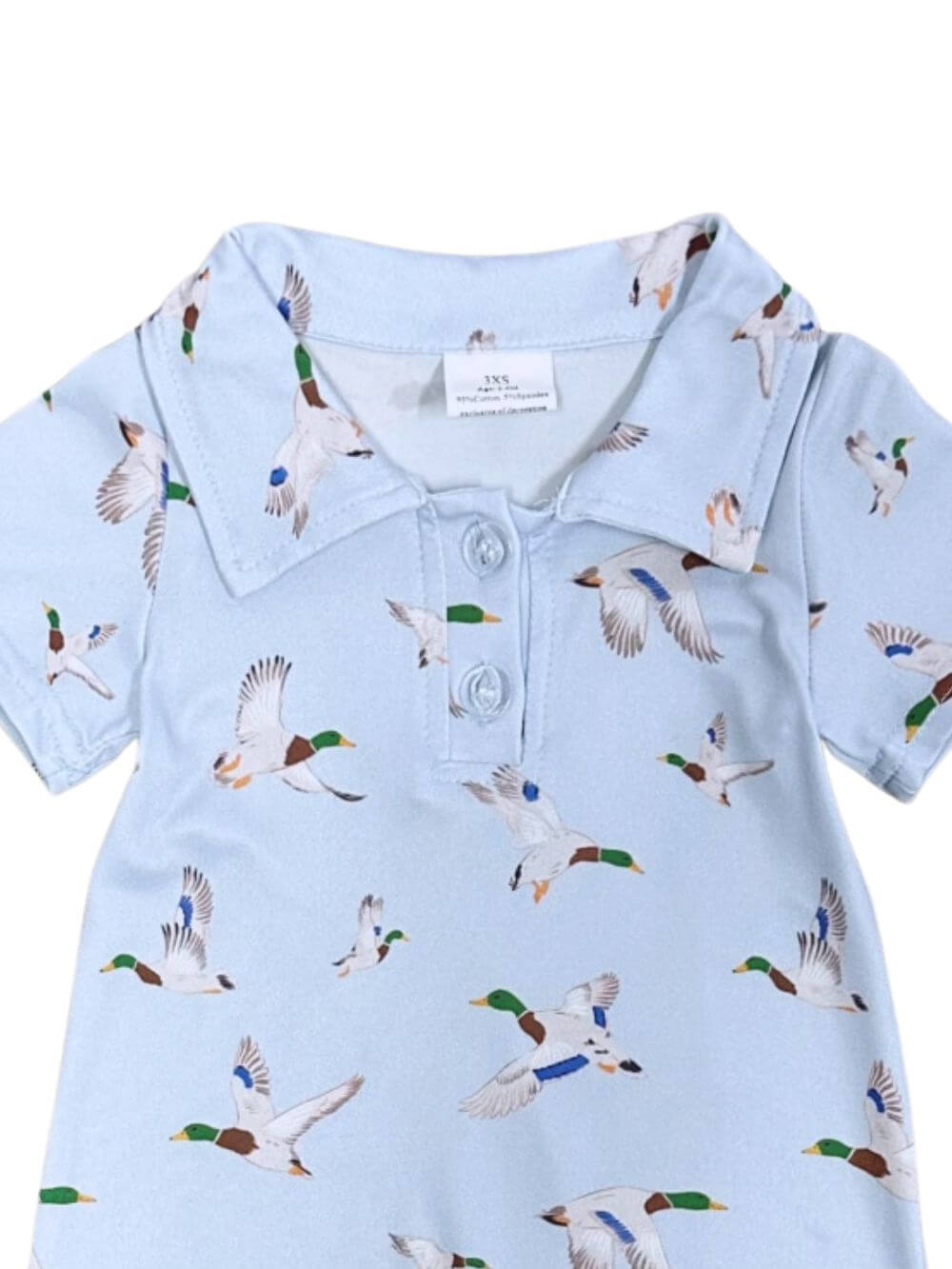 Light Blue Duck Print Light Blue Boys Baby Romper - Sydney So Sweet