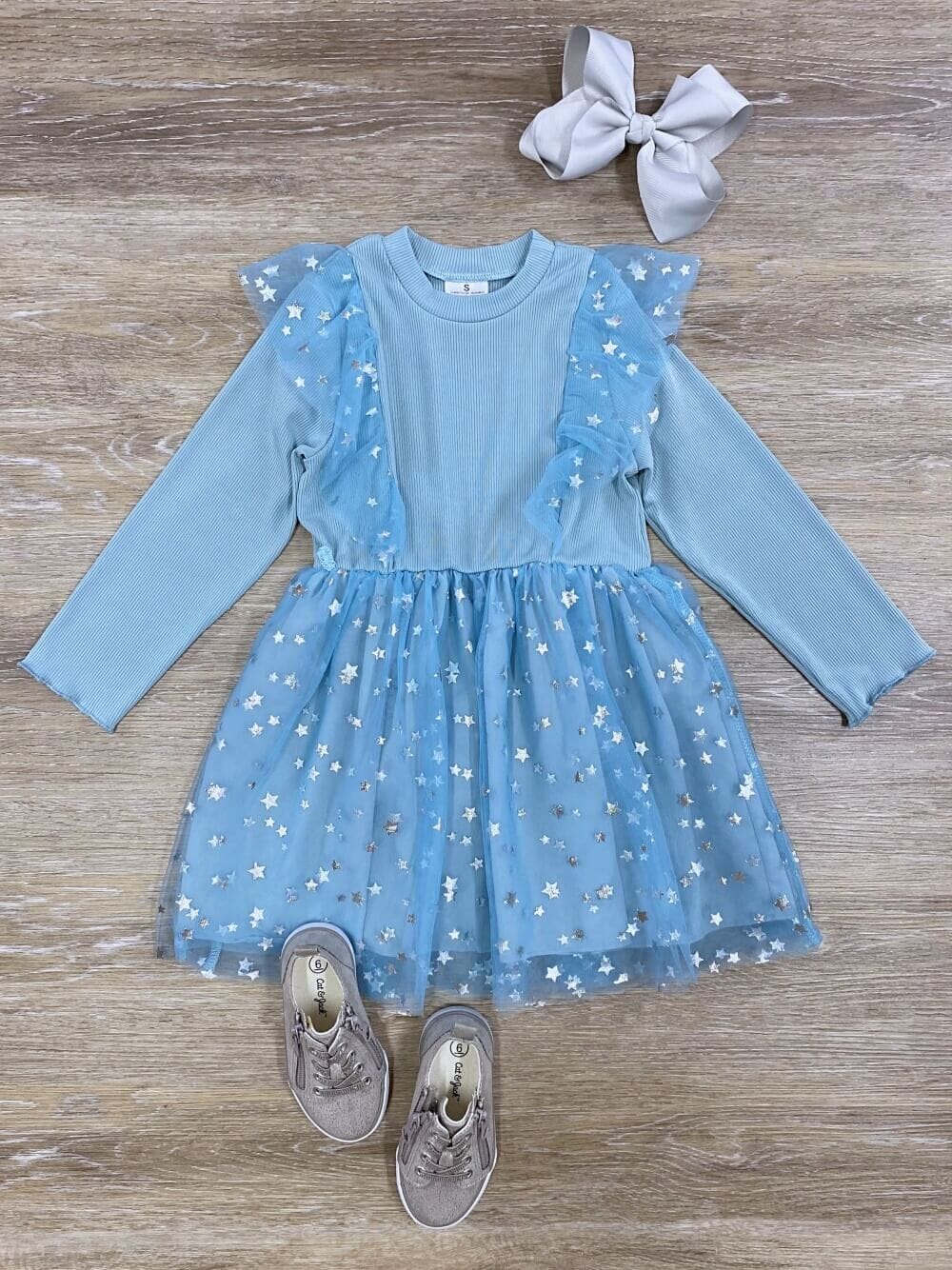 Light Blue Star Girls Chiffon Tutu Dress - Sydney So Sweet