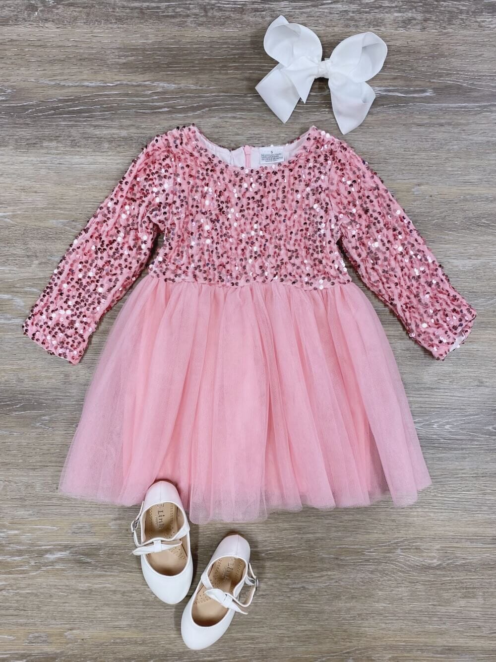 Light Pink Sequin Velvet &amp; Chiffon Girls Special Occasion Tutu Dress - Sydney So Sweet