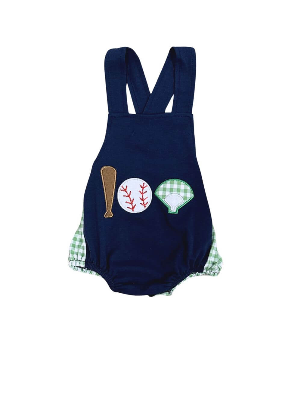 Lil’ Slugger Boys Navy & Green Baby Baseball Romper - Sydney So Sweet