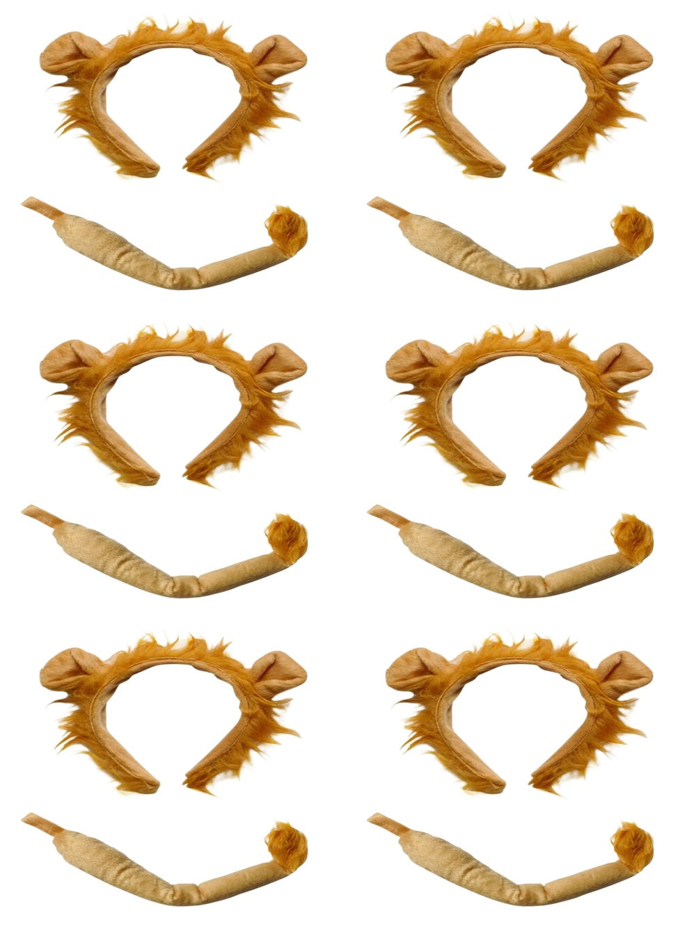 Lion Headband Ears & Tail, Kid or Adult Size Costume Accessories