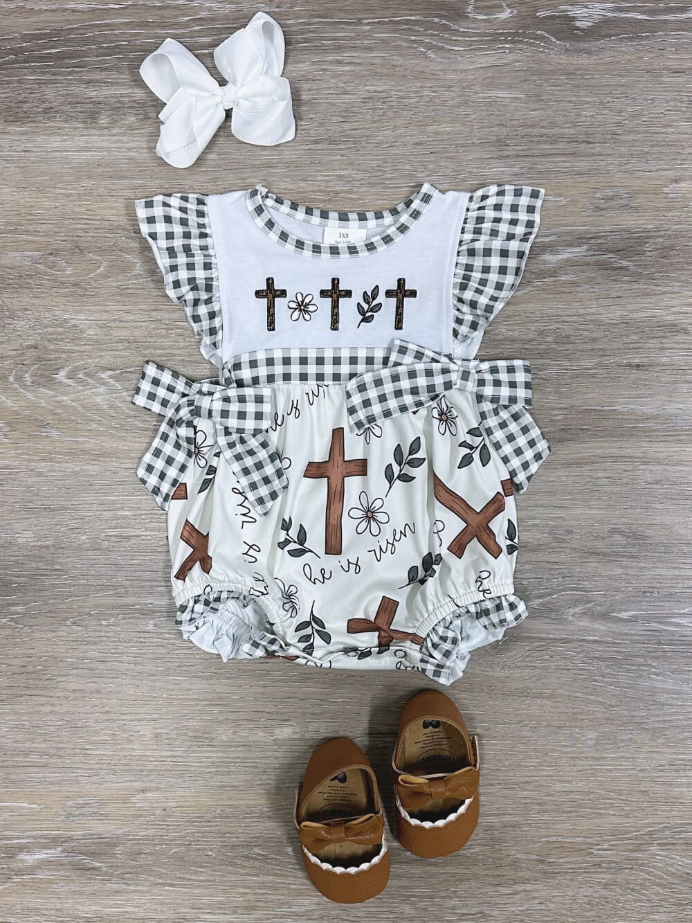 Little Blessing He Is Risen Girls Easter Baby Romper