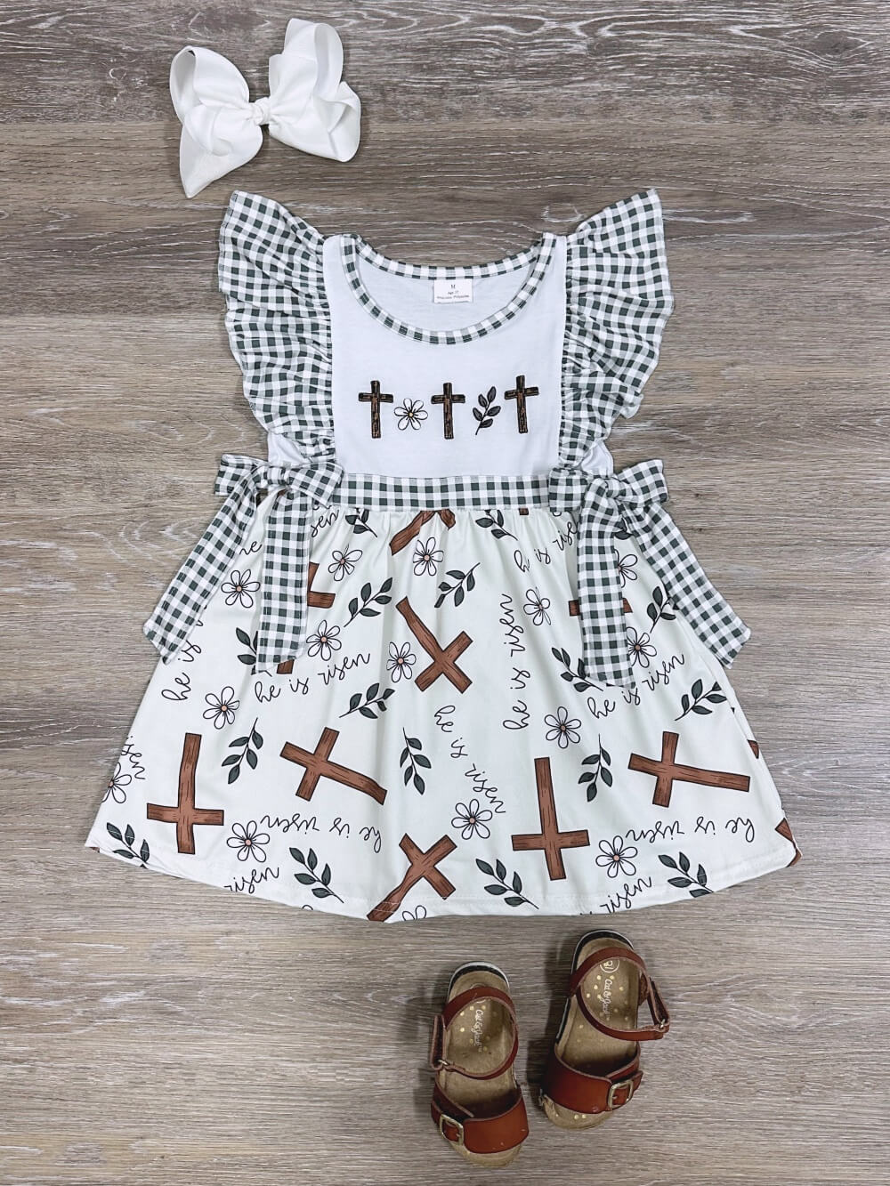 Little Blessing He Is Risen Girls Easter Cross Dress
