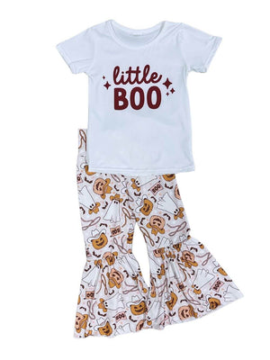 Little Boo Western Pumpkin Bell Bottom Girls Outfit - Sydney So Sweet