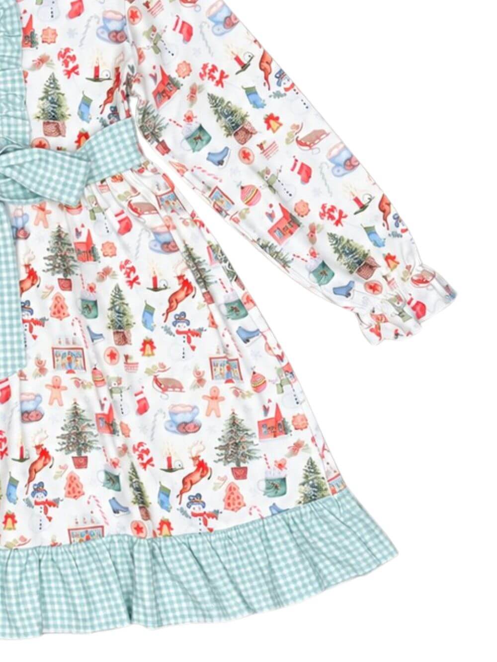Little Christmas Things Gingham Ruffle Trim Girls Dress