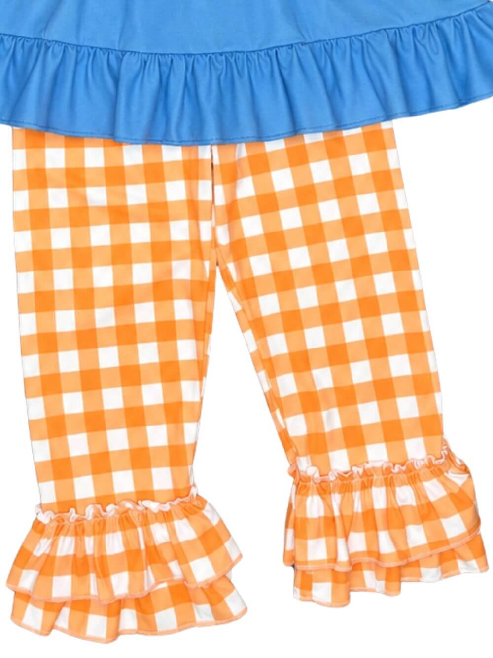 Little Miss Thankful Gingham Plaid Girls Thanksgiving Outfit