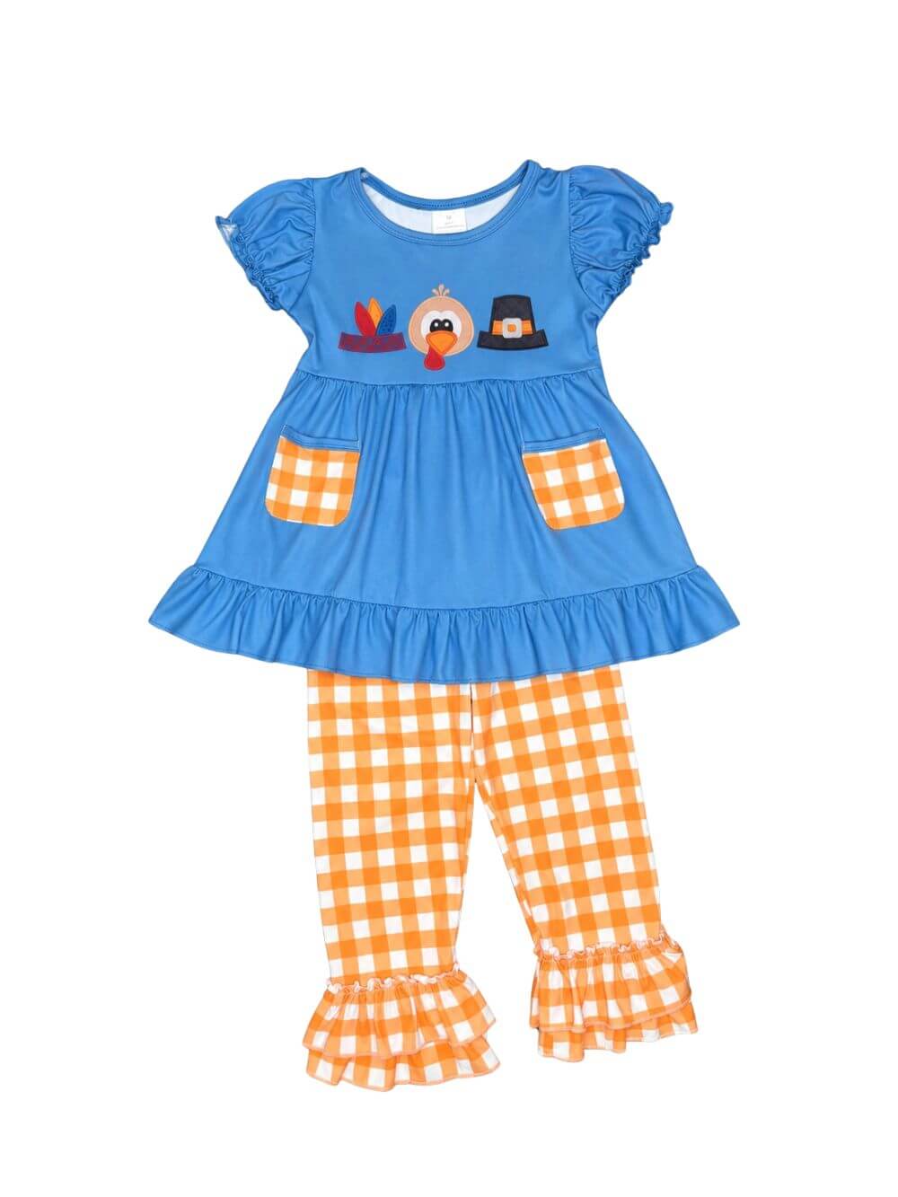 Little Miss Thankful Gingham Plaid Girls Thanksgiving Outfit