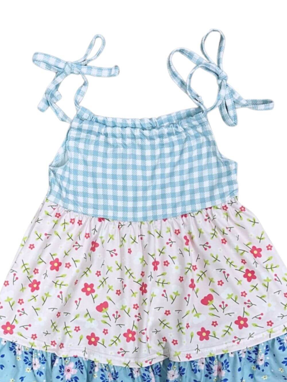 Little Picnic Floral & Gingham Girls Shorts Outfit