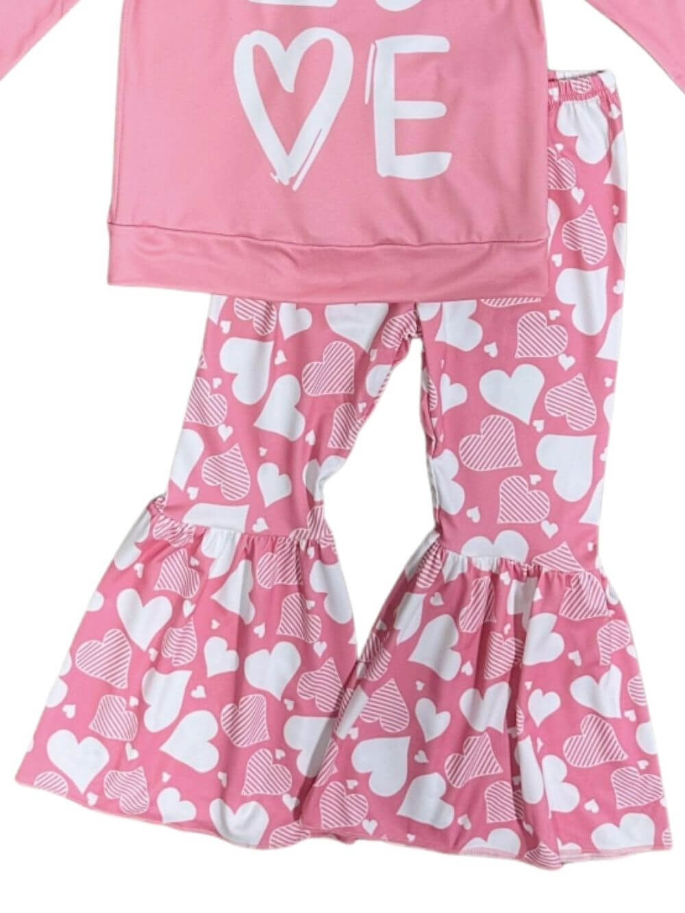 Little Pink Love Girls Heart Bell Bottom Outfit