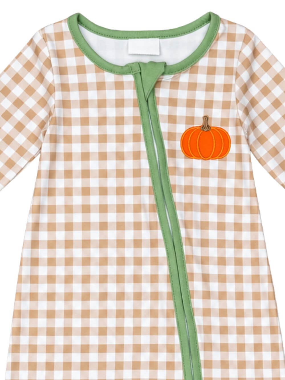 Little Pumpkin Fall Gingham Baby Zip Up Baby Romper