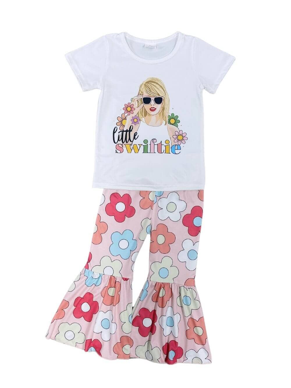 Little Swiftie Retro Floral Bell Bottom Girls Outfit - Sydney So Sweet