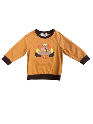 Little Turkey Boys Pumpkin Orange Pullover Top - Sydney So Sweet