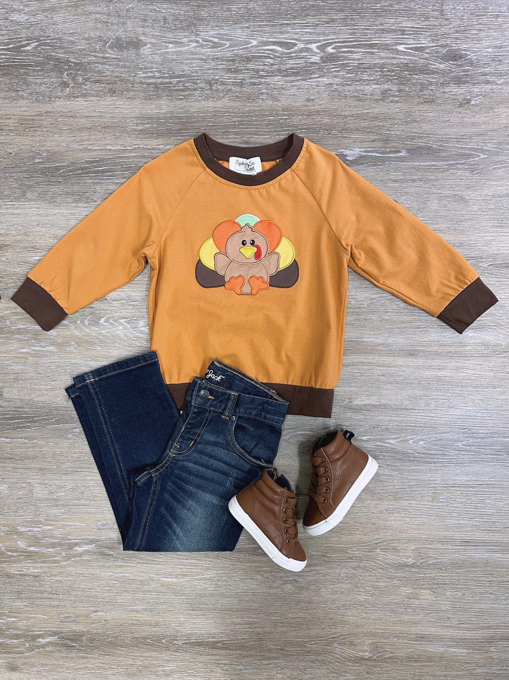 Little Turkey Boys Pumpkin Orange Pullover Top - Sydney So Sweet