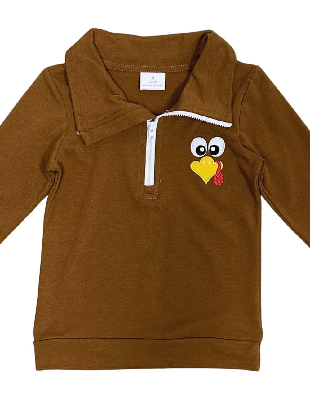 Little Turkey Boys Quarter Zip Thanksgiving Pullover - Sydney So Sweet