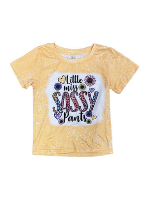 Little Miss Sassy Pants Acid Wash Girls Short Sleeve T-Shirt - Sydney So Sweet