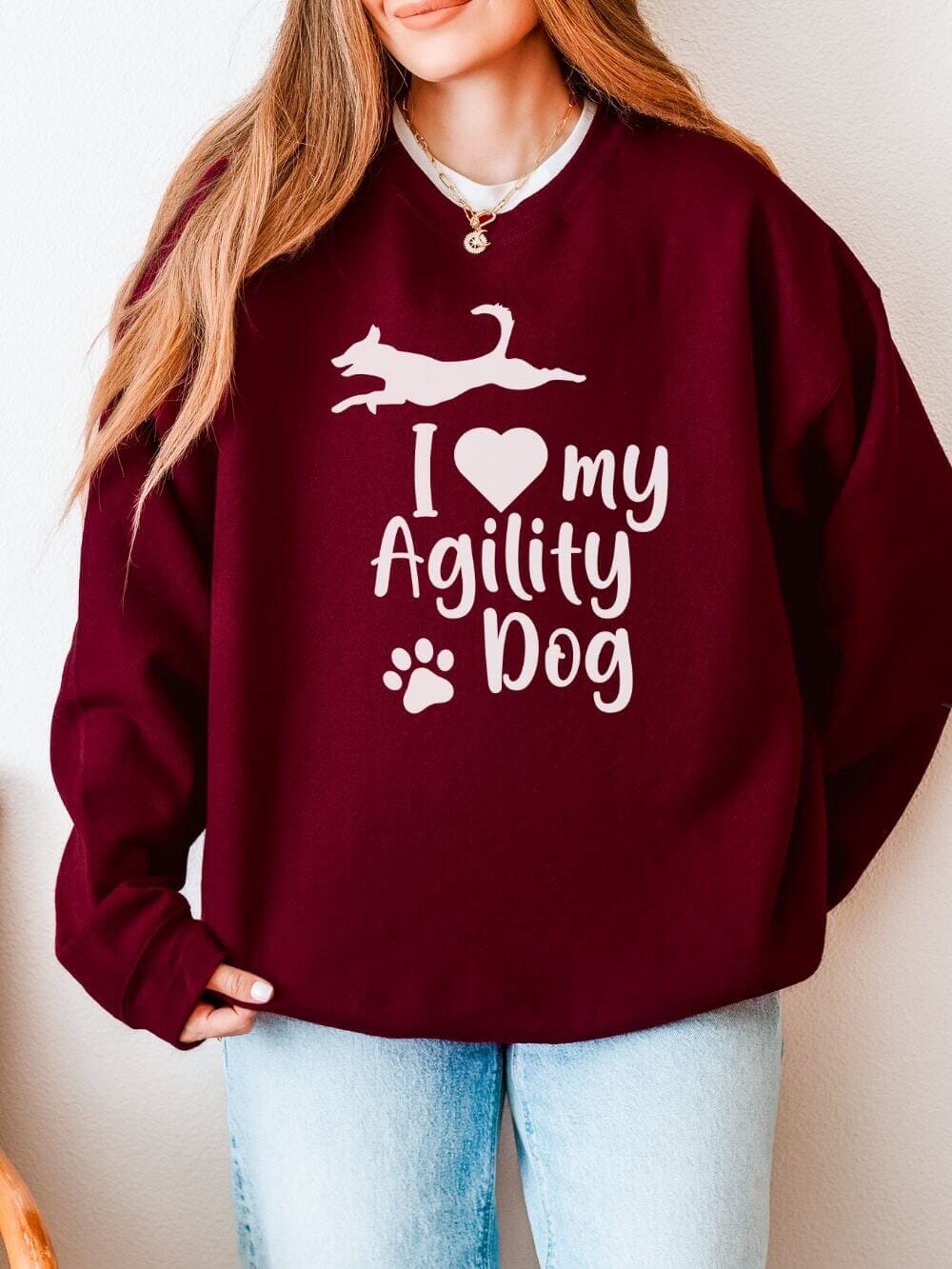 I Love My Agility Dog Cotton Women's Long Sleeve Graphic Sweatshirt - Sydney So Sweet
