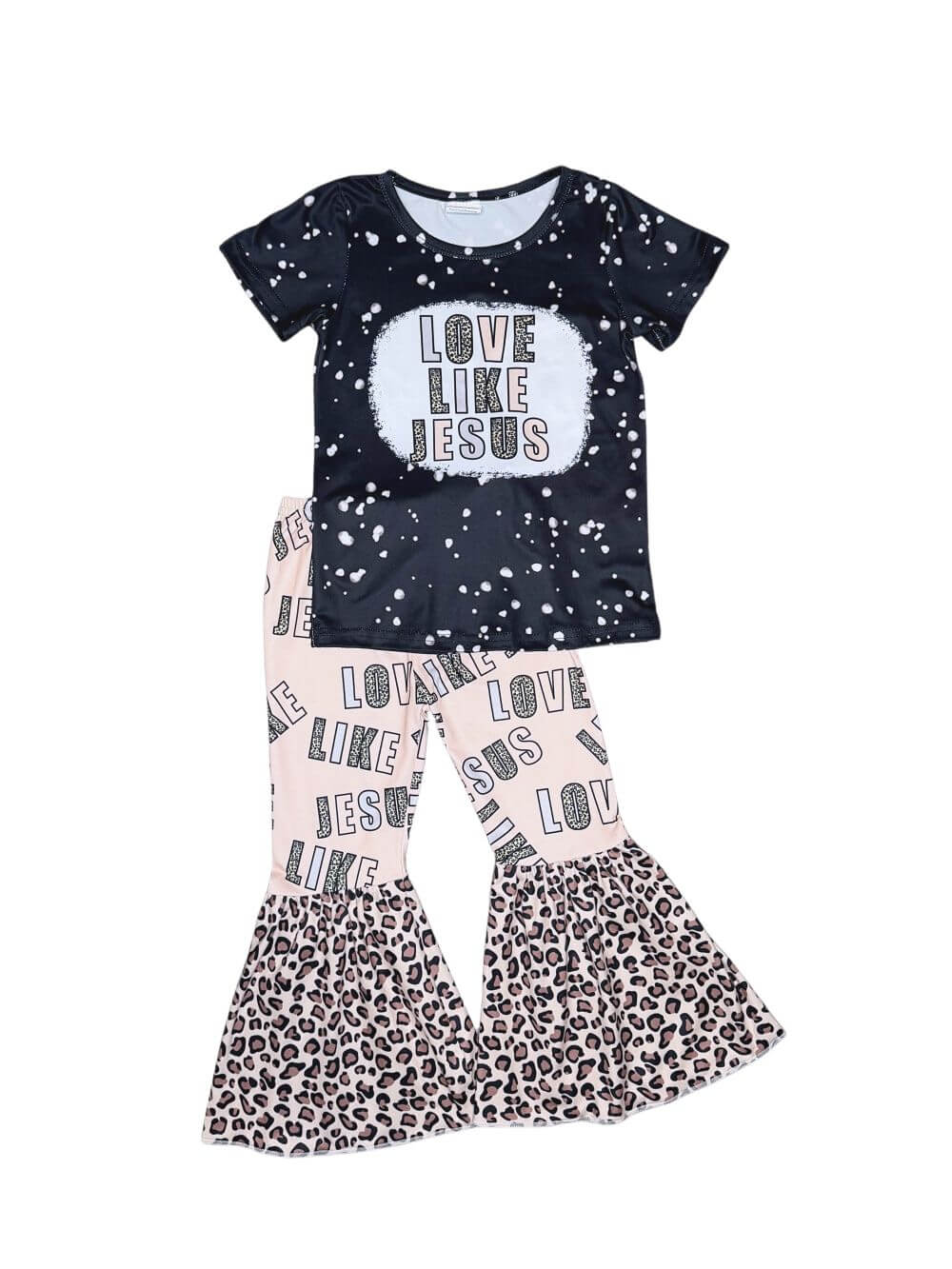 Love Like Jesus Girls Cheetah Flare Pants Outfit