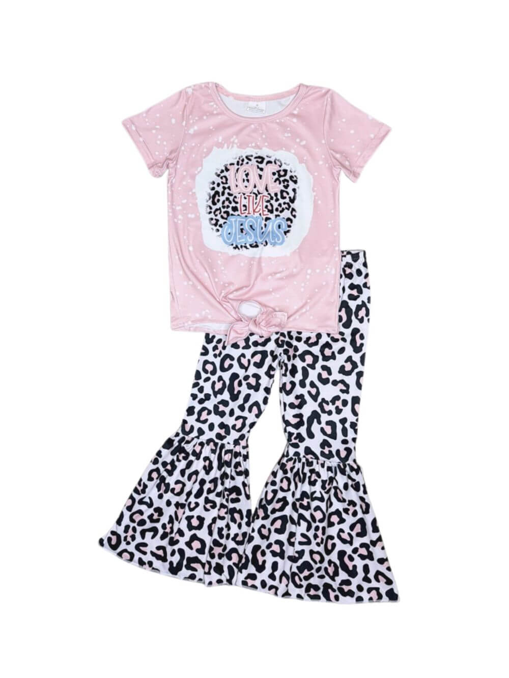 Love Like Jesus Girls Leopard Bell Bottoms Outfit